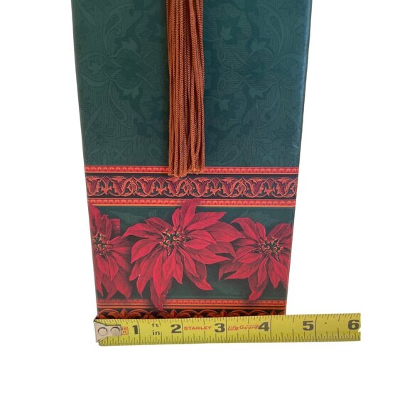Wine Bottle Storage Gift Box Red Green Poinsettia Flower Christmas Holiday - Picture 14 of 15